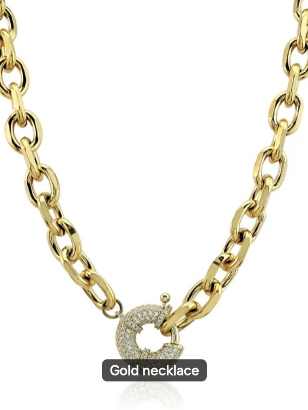 💛💛NEW💛💛 GORGEOUS!! 18KT GOLD/SS OLink LG CZ Clasp Chunky Necklace